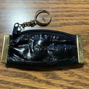 Vintage Unisex black eel skin coin purse key holder